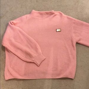 Pink slouchy cowl neck sweater
